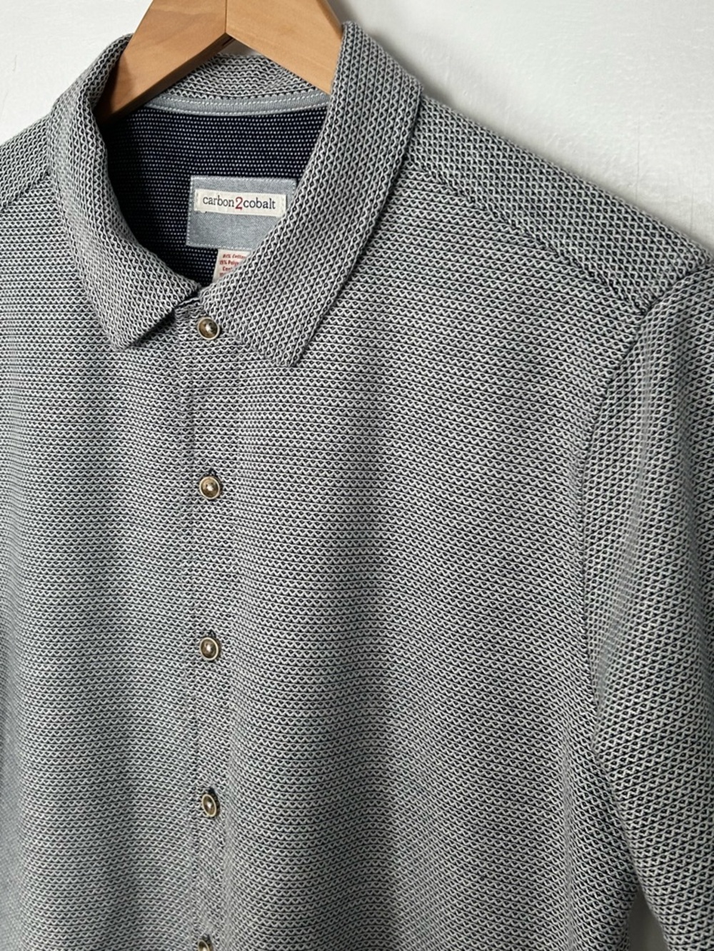 Carbon2Cobalt Mens Size M Short Sleeve Textured Knit Button Down Shirt - Picture 9 of 12